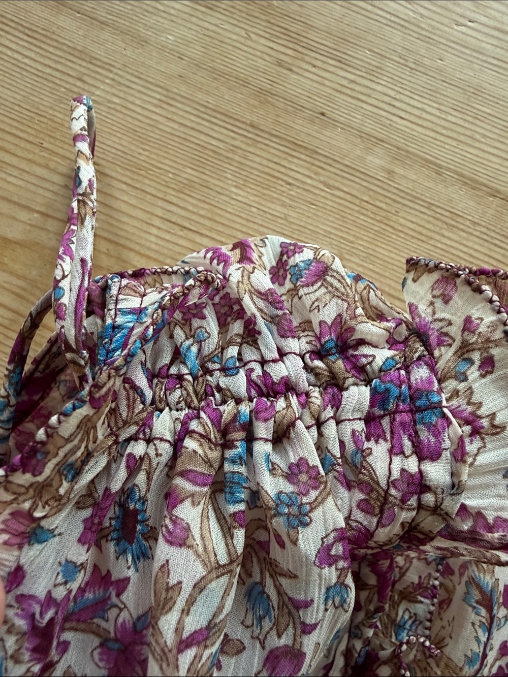 Zadig & Voltaire Purple Cream Floral Pintuck top - Picture 4 of 7